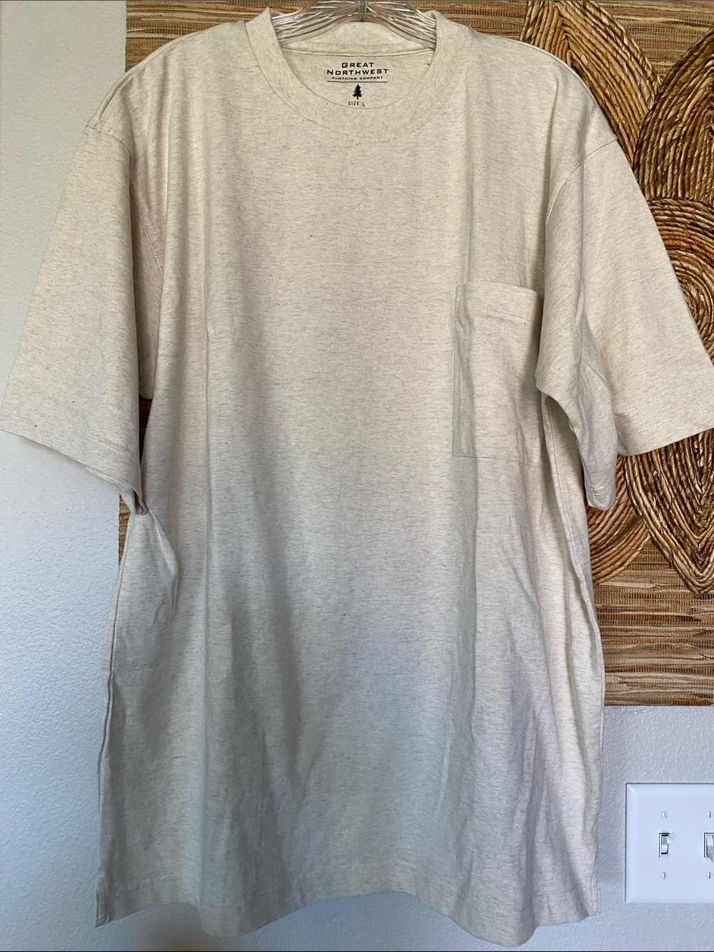 Great Northwest Luxe Knit Oatmeal Short Sleeve Pocket Tee Relaxed Soft NWOT L